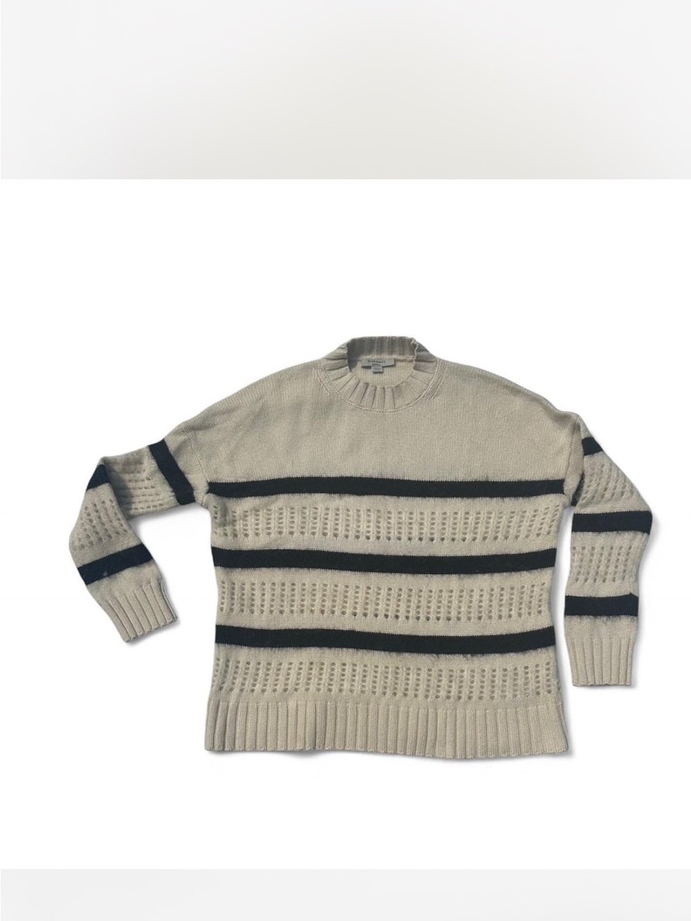 All Saints Beige wool Sweater with Black Stripes